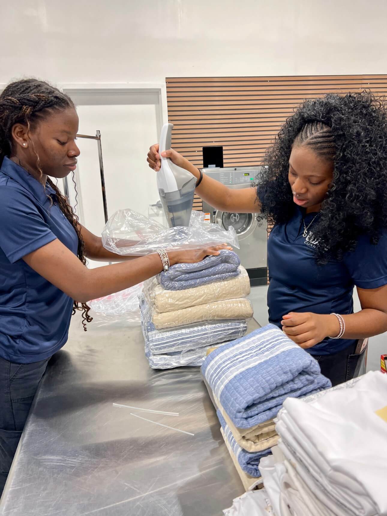 Fresh, folded commercial linens ready for veterinary clinics, salons and restaurants – Luxe Cleaners Culver City